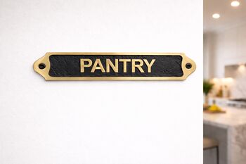 Decorative Brass Pantry Door Sign Plate With Black Finish, 7 of 7