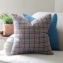 Multi Spot Blue And Orange Wool Cushion, thumbnail 1 of 3