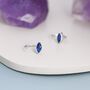 Marquise Sapphire Blue Cz Huggie Hoops, thumbnail 2 of 12