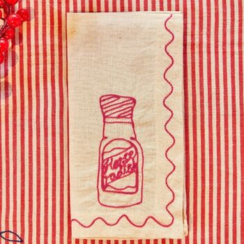 Set Of Six Embroidered Christmas Condiment Napkins, 5 of 11