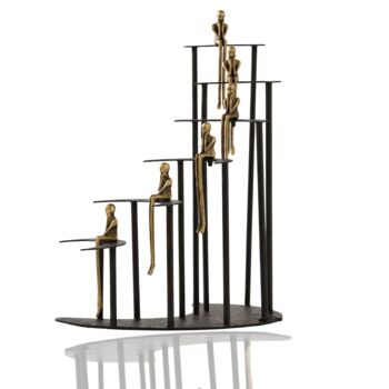 Abstract Seated Figures Brass And Black Decorative Art, 2 of 6