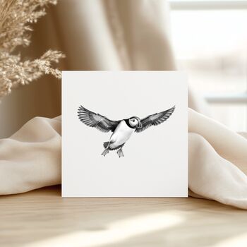 Flying Puffin Seaside Greeting Card, 3 of 6