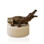 Handmade Bronze Crocodile On Marble Base Sculpture, thumbnail 2 of 2
