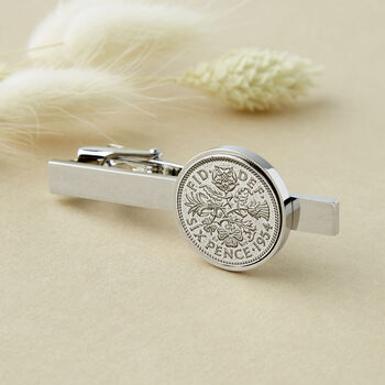 70th Birthday 1954 Sixpence Year Coin Tie Clip, 2 of 9