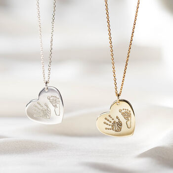 Personalised Hand And Footprint Heart Necklace, 2 of 8