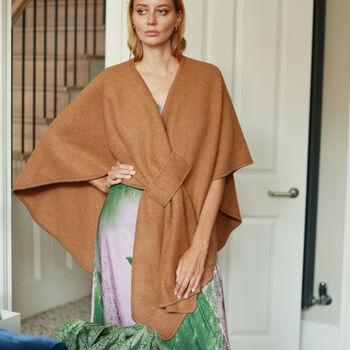 Plain Colour Poncho Wrap Shawl With Knot Detail, 6 of 10