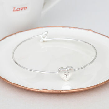 18ct Gold Plated Or Silver Personalised Heart Bangle, 3 of 6