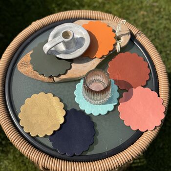 Scalloped Leather Coasters, 7 of 9