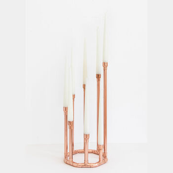 Copper Octagon Statement Candle Holder Tall Centrepiece, 2 of 3