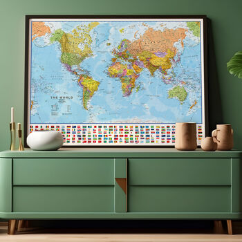 World Map Poster With Flags Panel, 9 of 9