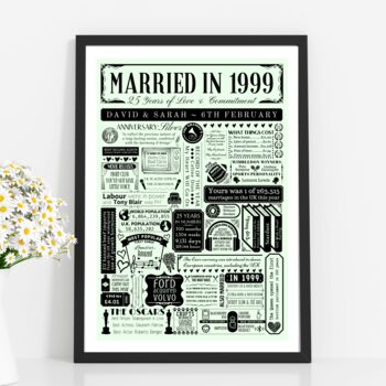 Personalised 25th Silver Wedding Anniversary Poster, 8 of 9