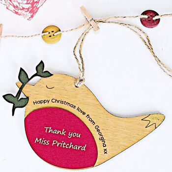 Personalised Xmas Robin With A Message Keepsake, 9 of 11