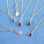Gold Plated Teardrop Birthstone Pendant Necklace, thumbnail 3 of 12