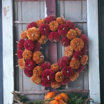 Autumn Velvet Pumpkin Wreath, 3 of 4