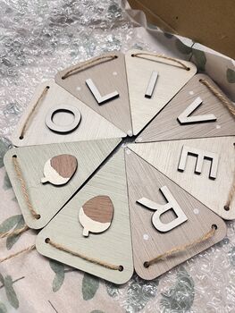 Woodland Nursery Bunting Custom Name Garland With Animals, 9 of 10