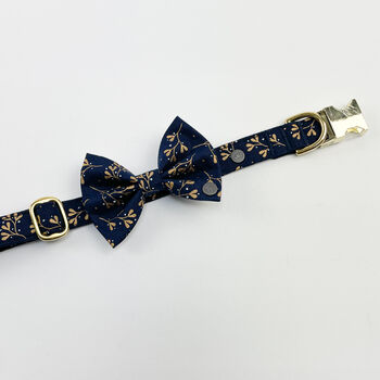 Navy Mistletoe Christmas Dog Bow Tie, 7 of 9