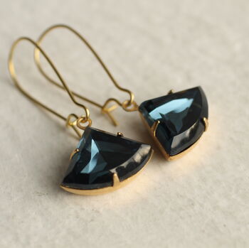 Art Deco Navy Blue Sapphire Earrings, 9 of 11