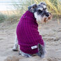 Burgundy Organic Cotton Cable Knit Dog Jumper, thumbnail 4 of 5