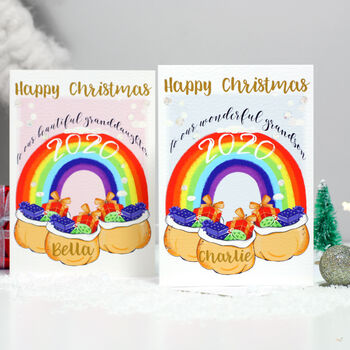 Personalised Rainbow Grandson Christmas Card, 9 of 10