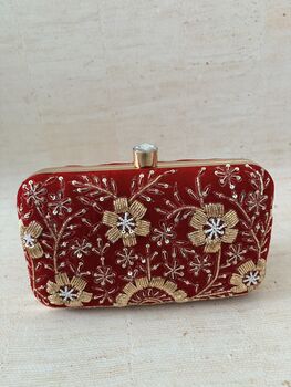 Indian Red Rectangular Clutch Bag, 5 of 10