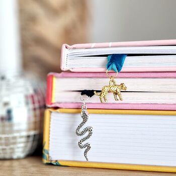 Gold Leaf Charm Bookmark With Personalised Initial Charm And Customised Ribbon Colour, 5 of 7