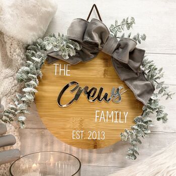 Personalised Family Christmas Wreath Plaque, 5 of 10