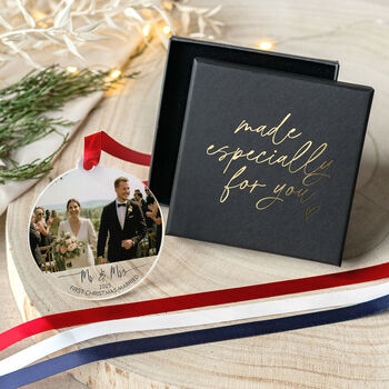 First Christmas Married 2025 Photo Ornament Mr And Mrs, 4 of 8