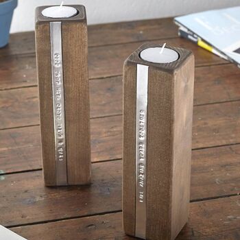 Two Personalised Wooden Candle Holders, 5 of 6