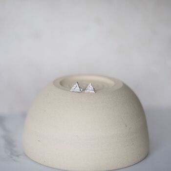 Sterling Silver Textured Triangle Studs, 6 of 9