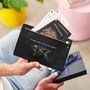 Personalised Double Sided Zip Leather Travel Wallet With World Map And Hot Stamped Name Or Message, thumbnail 2 of 5