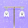 White Marble Glitter Acrylic Cute Ghost Dangle Earrings, thumbnail 1 of 6