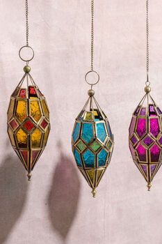 Hanging Lanterns With Coloured Glass Panels 'Chiraq', 4 of 4