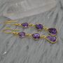 Amethyst Gold Plated Silver Drop Earrings, thumbnail 2 of 8