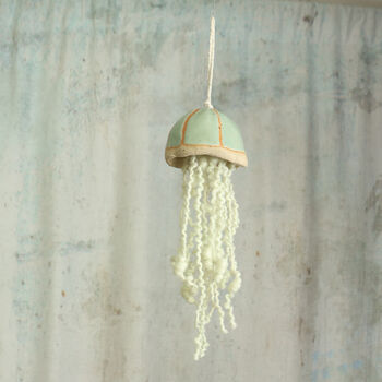Handmade Jellyfish Hanging Decoration Ceramic And Wool, 6 of 12