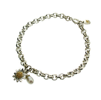 Silver And Gold Vermeil Pearl And Daisy Bracelet, 2 of 4