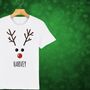 Rudolph The Reindeer Personalised Kids Christmas T Shirt, thumbnail 1 of 12