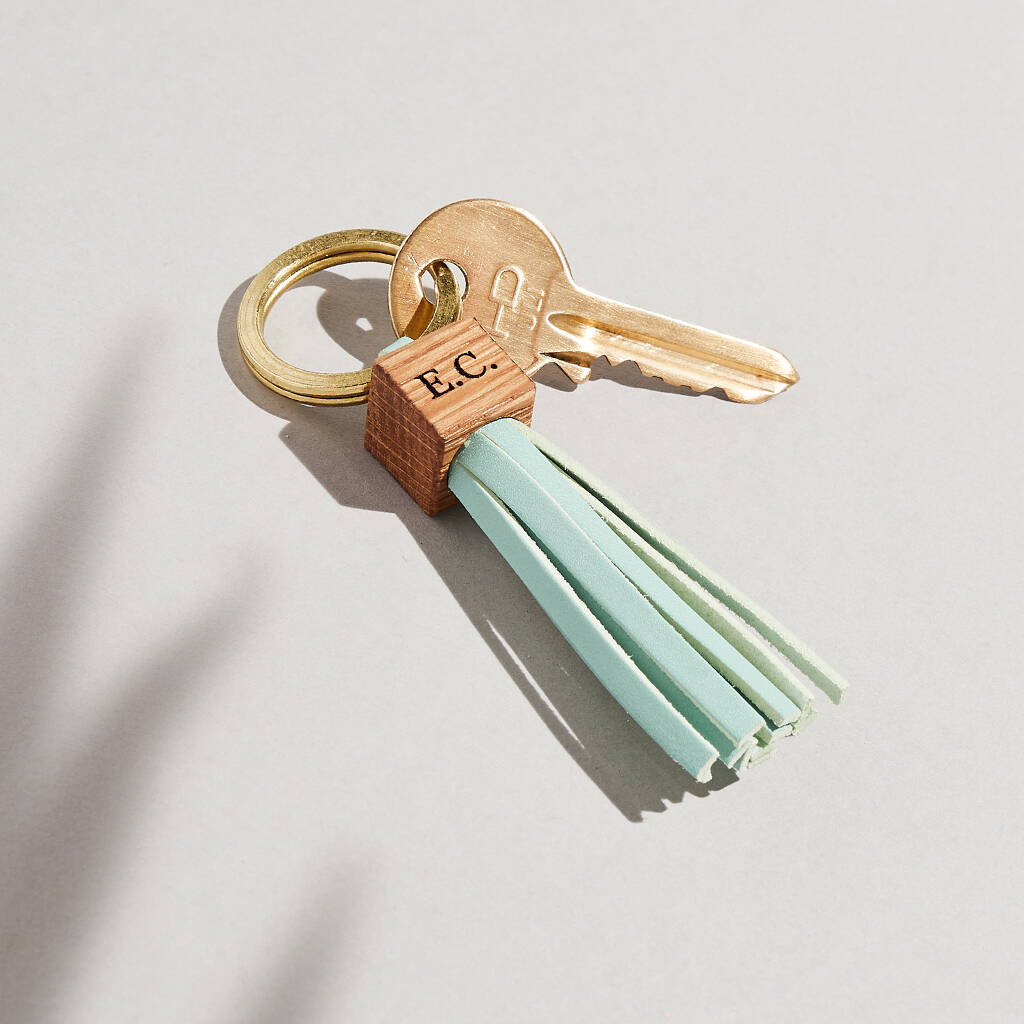 Image of Personalised Keyring With Leather Tassel