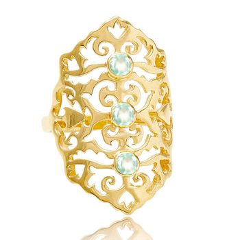 Gold Vermeil Cocktail Ring Jade, 4 of 6