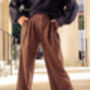 Brown Corduroy Leopard Print Wide Leg Trousers, thumbnail 7 of 8