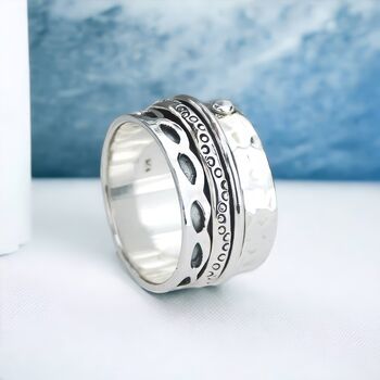 Personalised Sterling Silver Textured Spinning Ring, 2 of 8