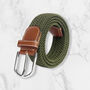 Woven Elasticated Belt For Men Or Women In Army Green, thumbnail 1 of 1