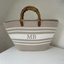 Personalised Lena Rope Stripe Bamboo Handle Tote Beach Bag, thumbnail 1 of 6