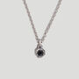 Silver Octagon Pendant Necklace With Black Spinel Stone In Rhodium Plated Sterling Silver, thumbnail 1 of 8