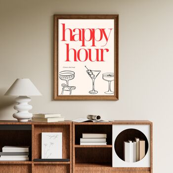 A4 Food And Drink Print, Happy Hour, Cheers Darling Red, 2 of 5