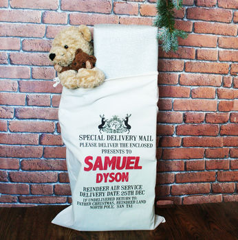 Personalised Cotton Christmas Sack Royal Crest, 3 of 4