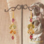 Multicoloured Tourmaline Pebble Shaped Leaf Drop Gold Earrings, thumbnail 8 of 11