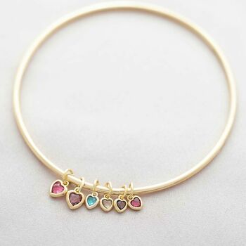 Family Heart Birthstone Personalised Bangle, 2 of 7