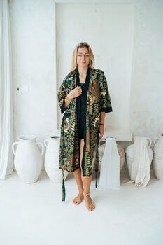 Green Batik Kimono Robe, 4 of 7