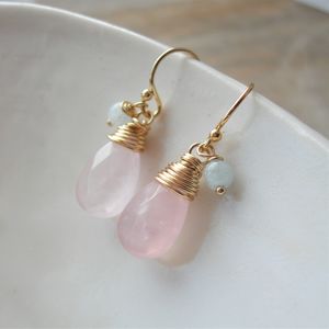 Rose Quartz And Aquamarine Earrings By Hazey Designs Rose Quartz And Aquamarine Earrings By Hazey Designs Notonthehighstreet