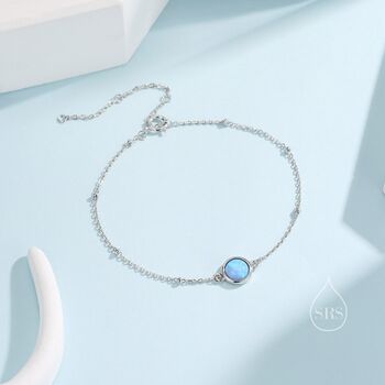 Delicate Blue Opal Bracelet In Sterling Silver, 4 of 11